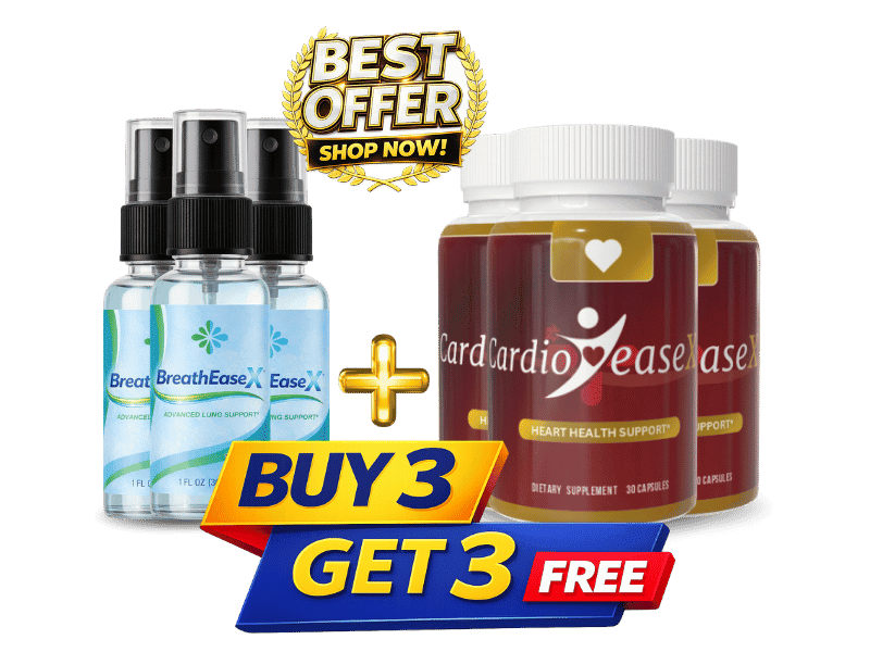 BreathEaseX + CardioEaseX — 4 bottles